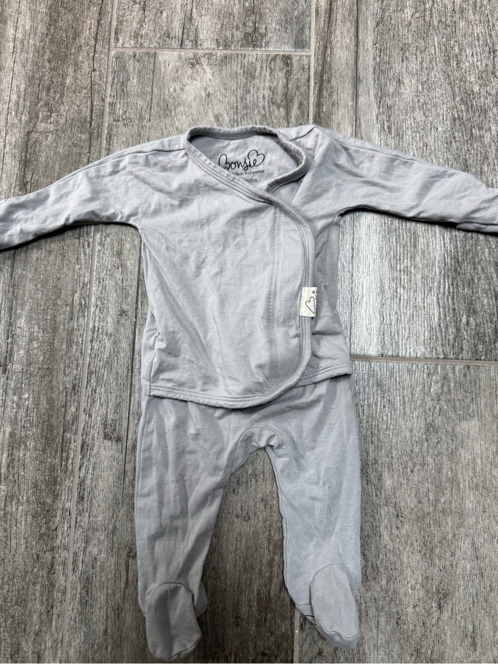 Bonsie Light Gray Baby Kimono Footed - 0-3 months